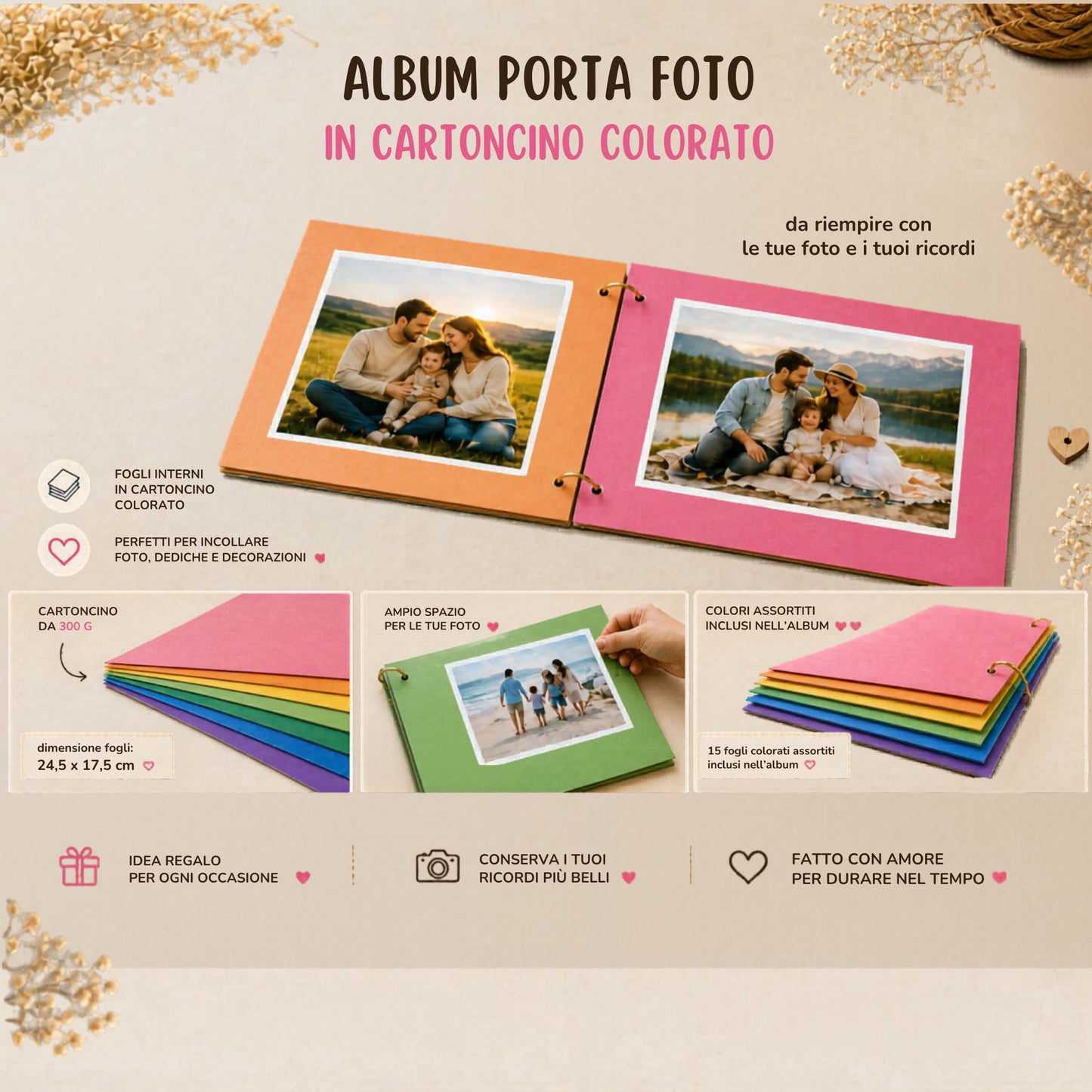 Album Fotografico Personalizzato in Legno – 24,5 x 17,5 cm