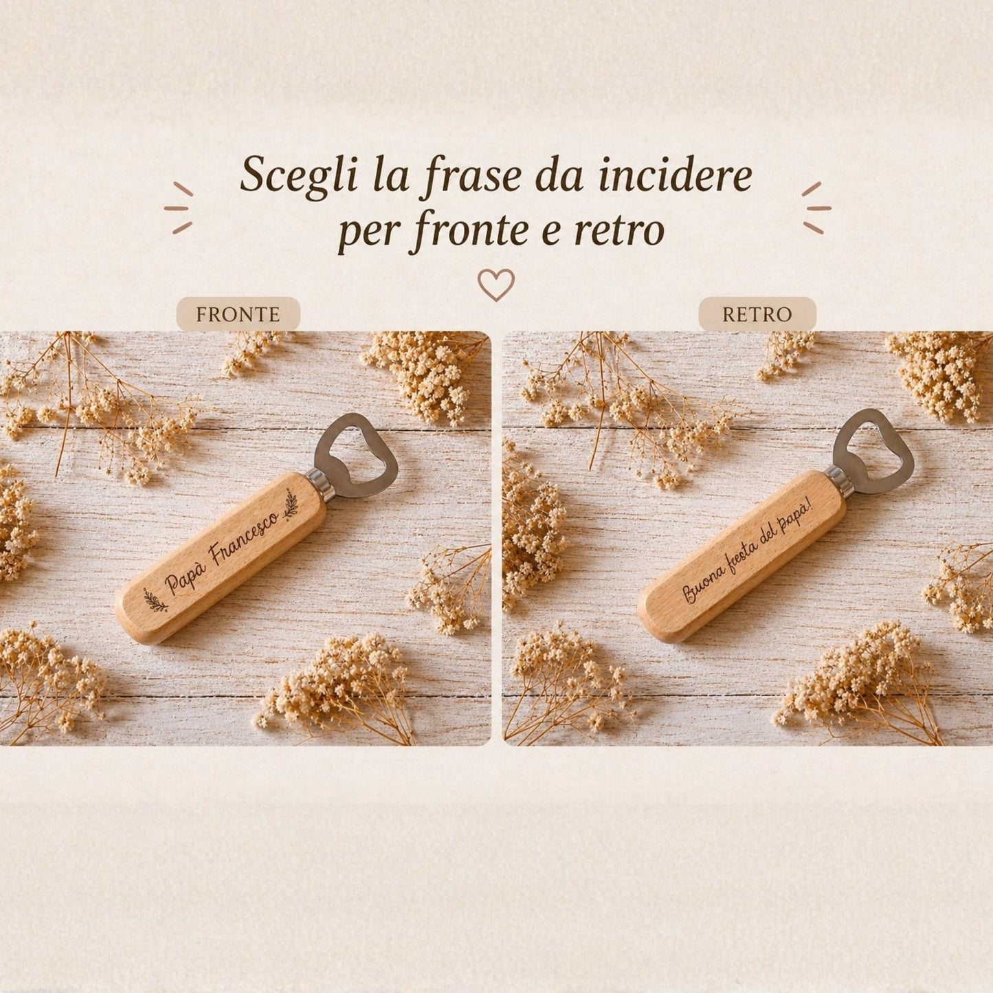 Apribottiglie Personalizzato in Legno Inciso