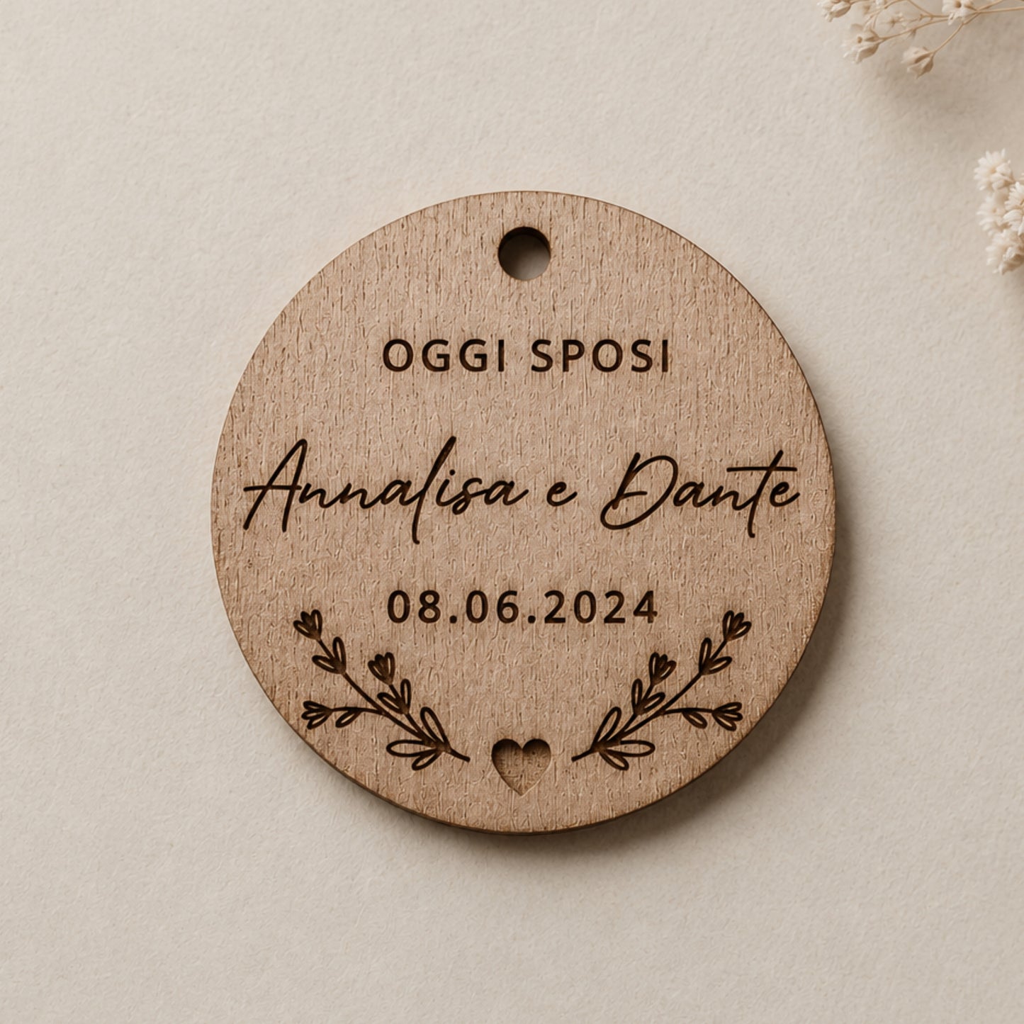 Tag bomboniere personalizzati in legno | Matrimonio, battesimo, comunione e cresima