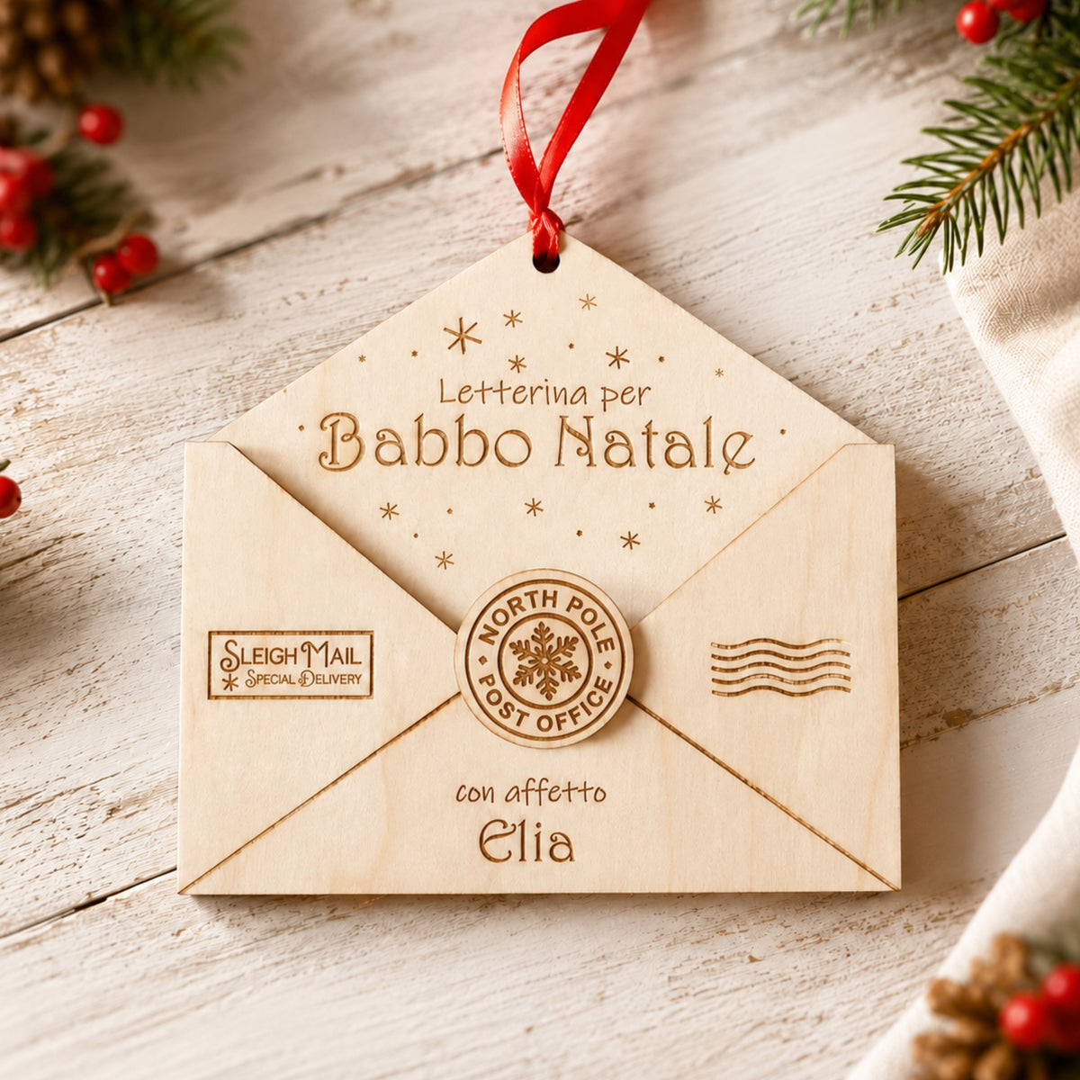 Letterina per Babbo Natale Personalizzata in legno