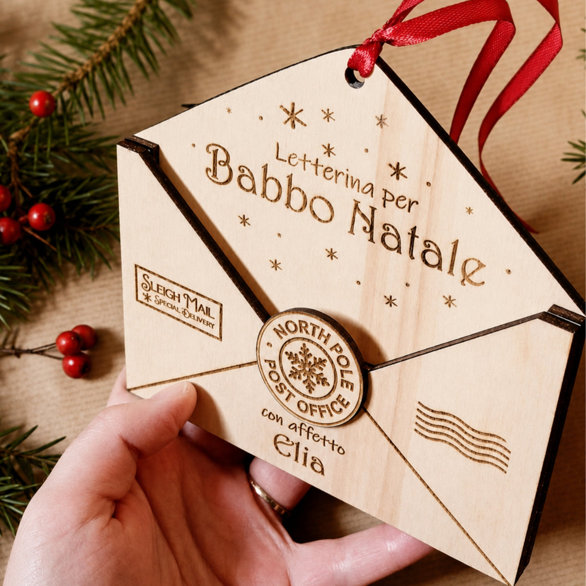 Letterina per Babbo Natale Personalizzata in legno