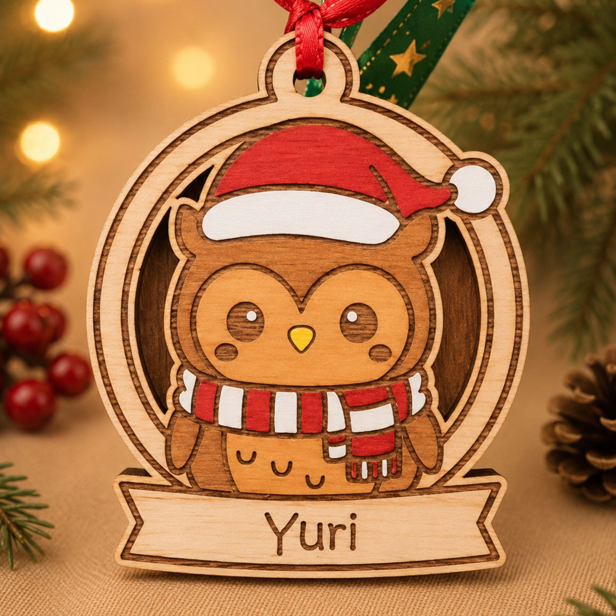 Pallina di Natale Amici Animali personalizzata in legno