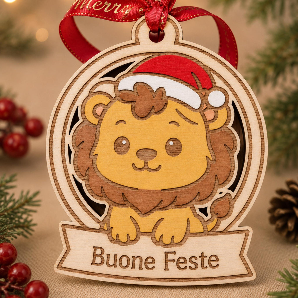 Pallina di Natale Amici Animali personalizzata in legno