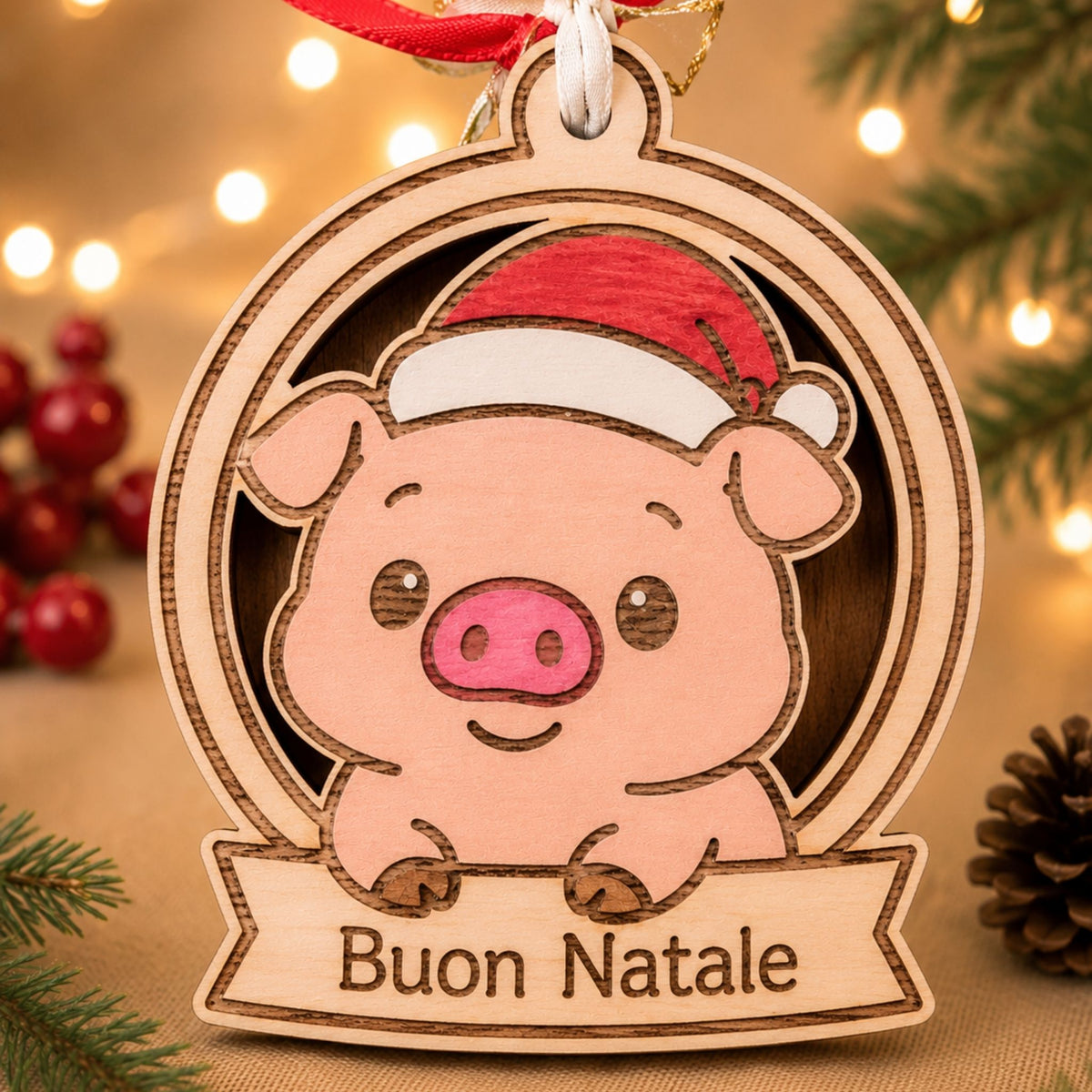 Pallina di Natale Amici Animali personalizzata in legno