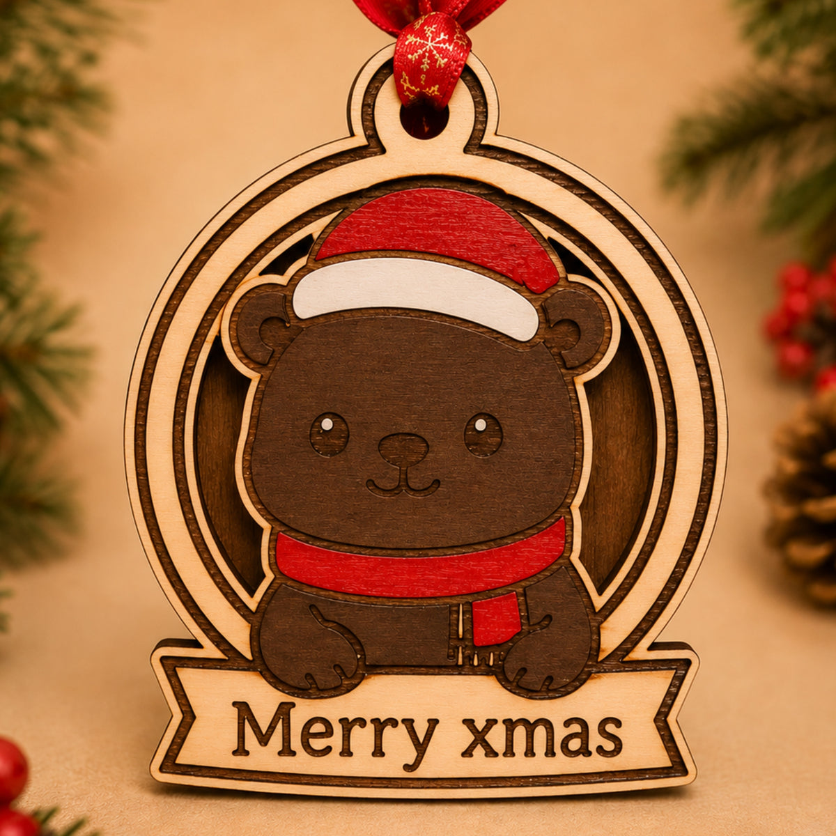 Pallina di Natale Amici Animali personalizzata in legno