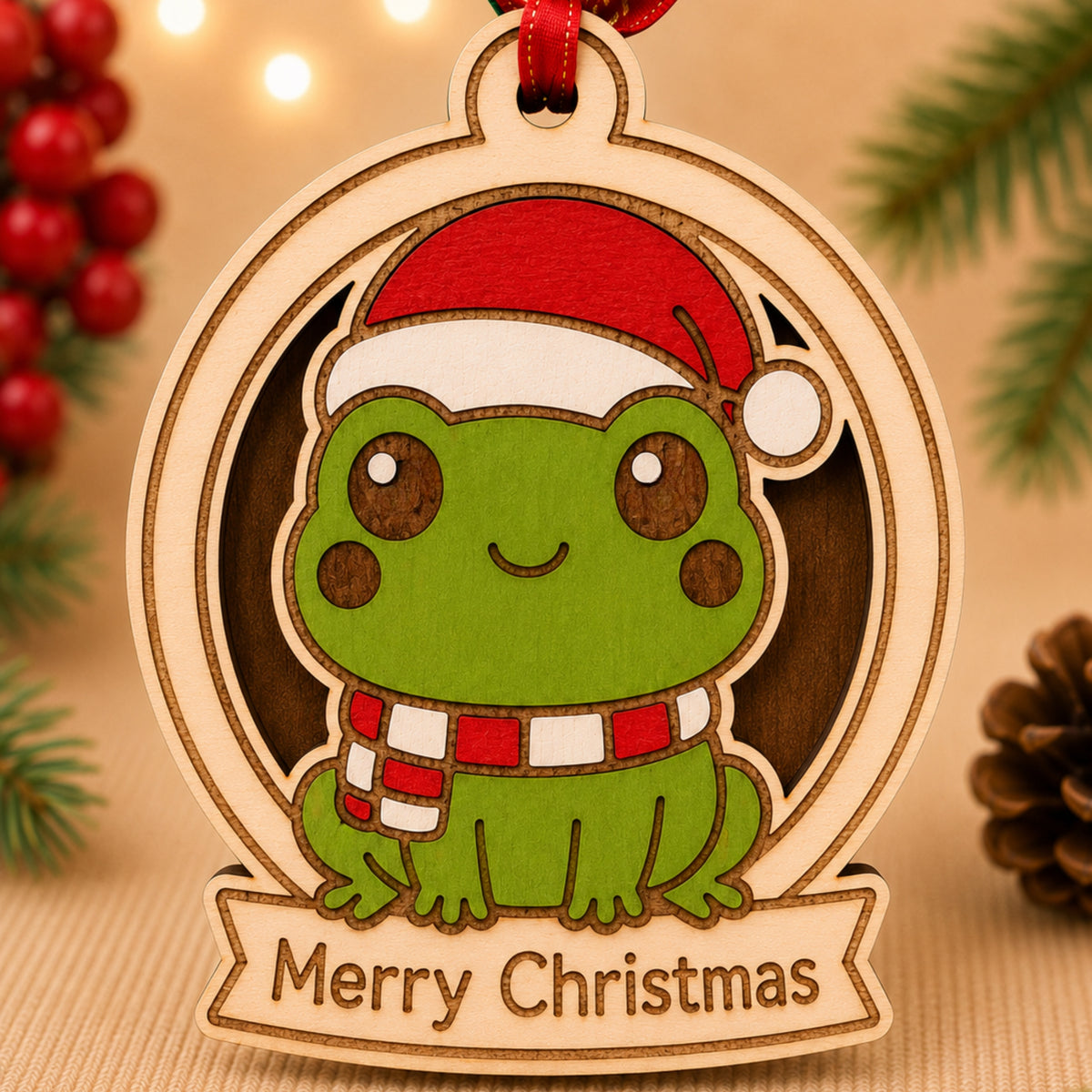 Pallina di Natale Amici Animali personalizzata in legno