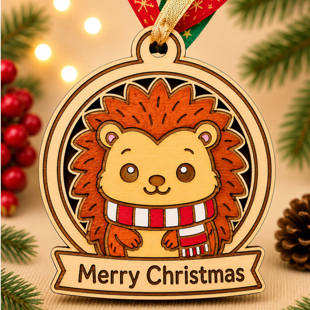 Pallina di Natale Amici Animali personalizzata in legno