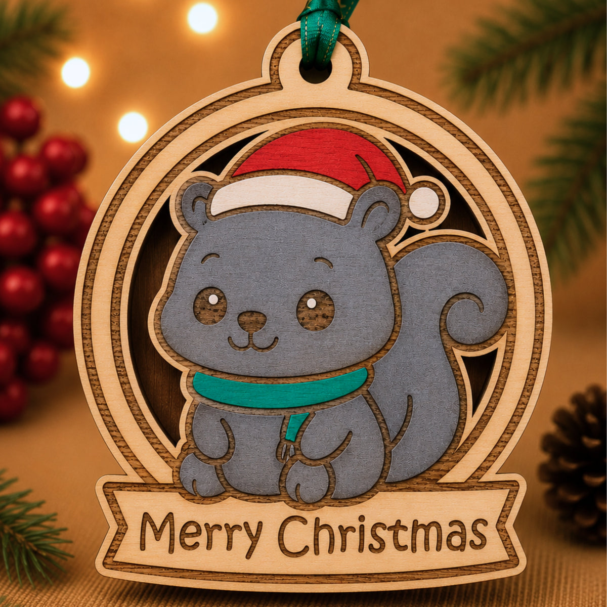 Pallina di Natale Amici Animali personalizzata in legno
