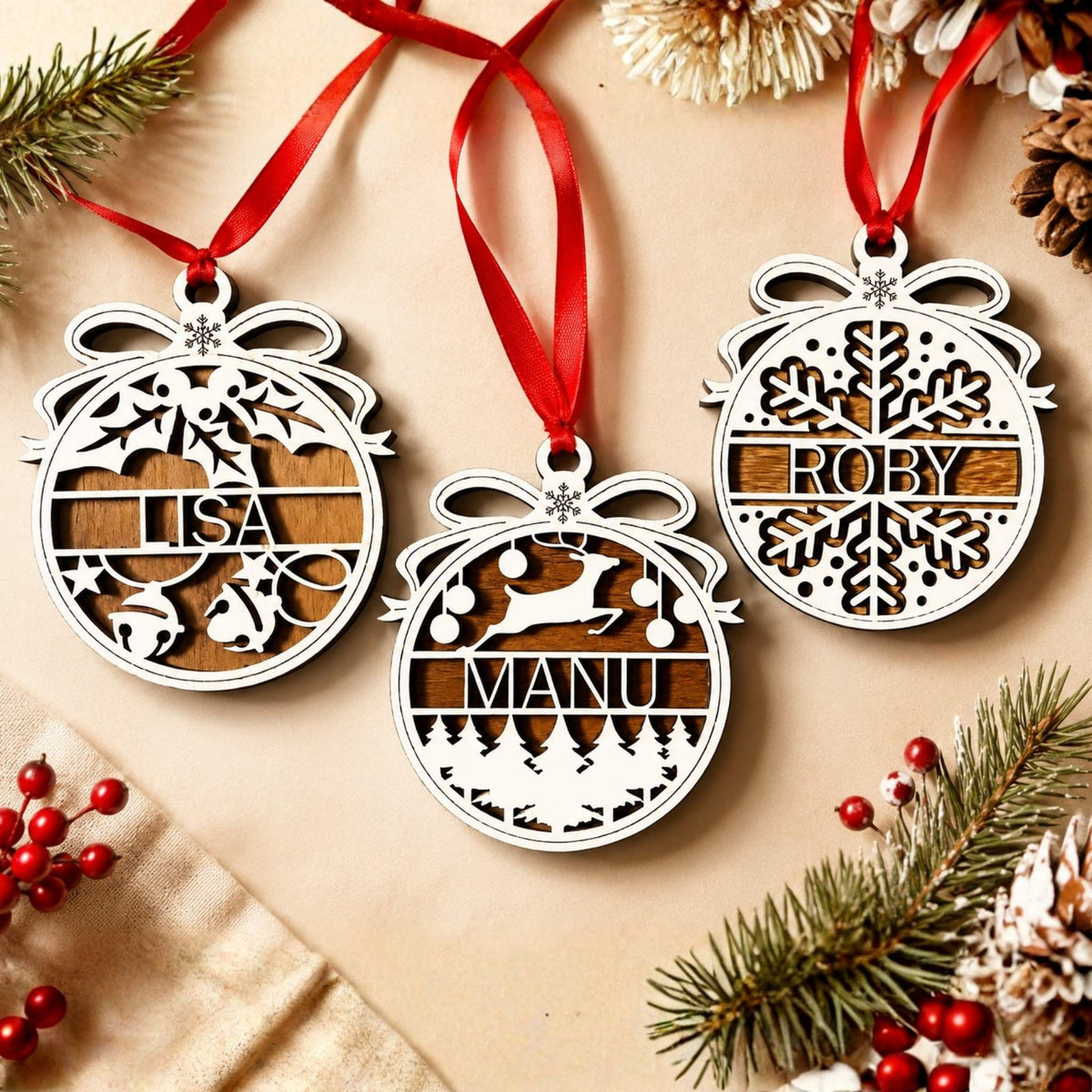 Pallina di Natale personalizzata in legno | Fiaba d’Inverno