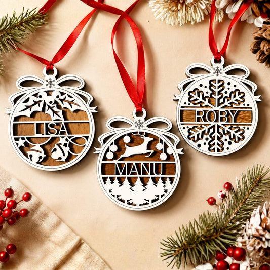 Pallina di Natale personalizzata in legno | Fiaba d’Inverno