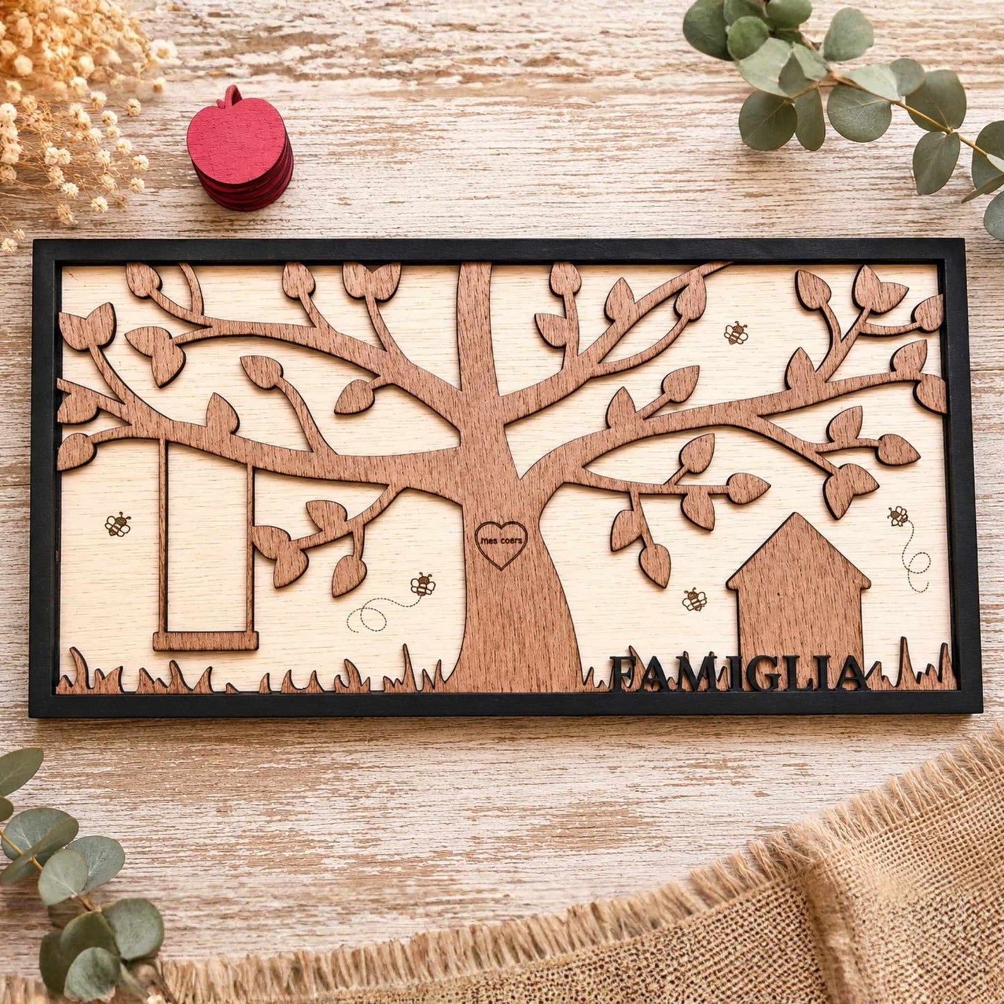 Albero della Famiglia Personalizzato con 10 Mele da Scrivere