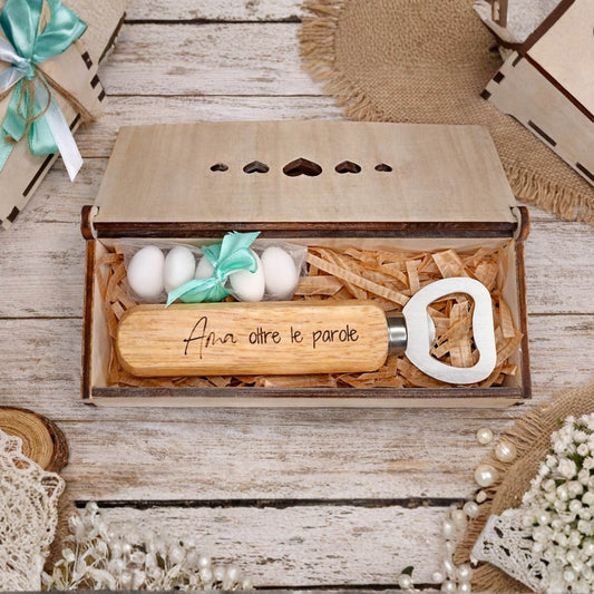 Scatoline Bomboniere Legno con Cavatappi Inciso Personalizzato