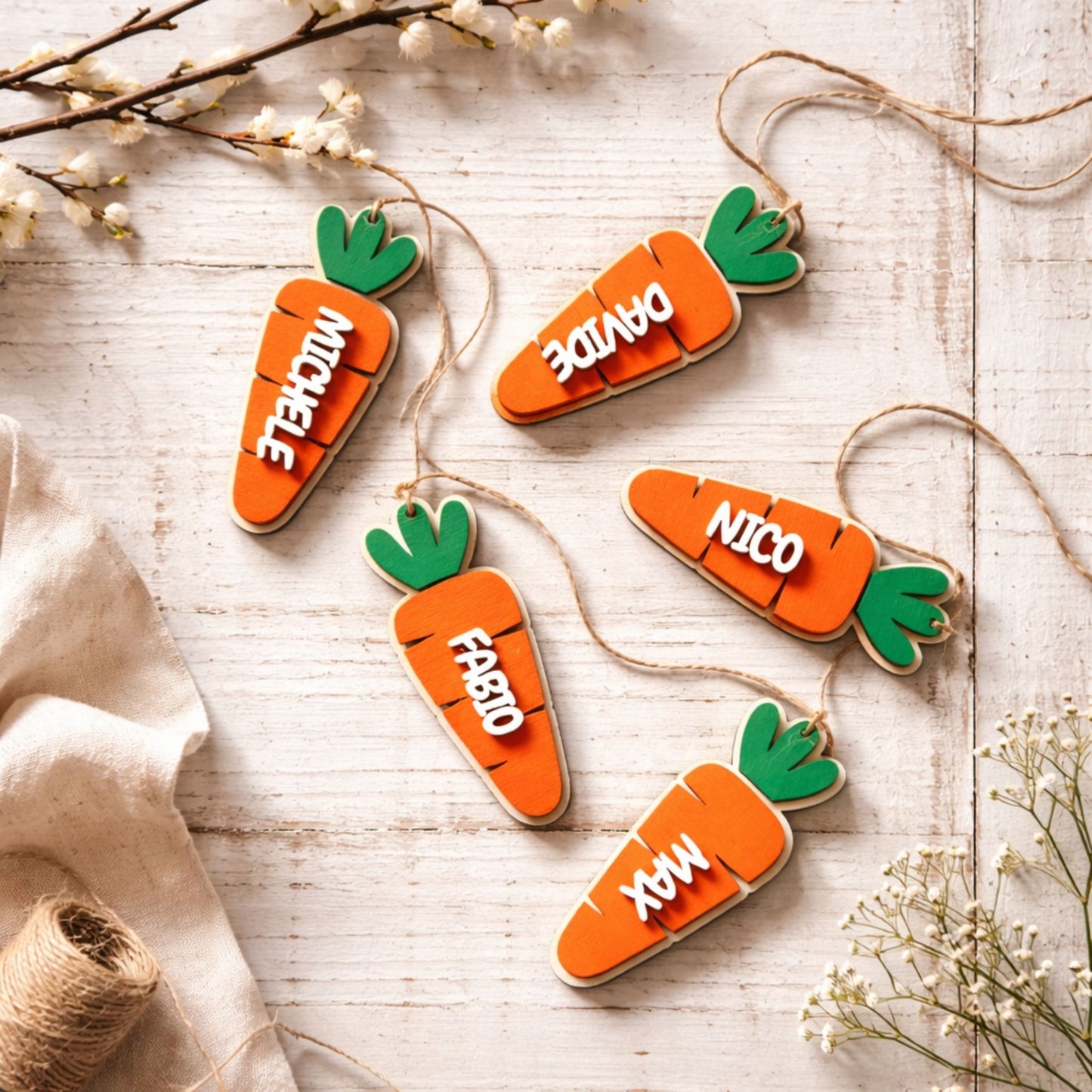 Carota Pasqua Personalizzata in Legno con Nome