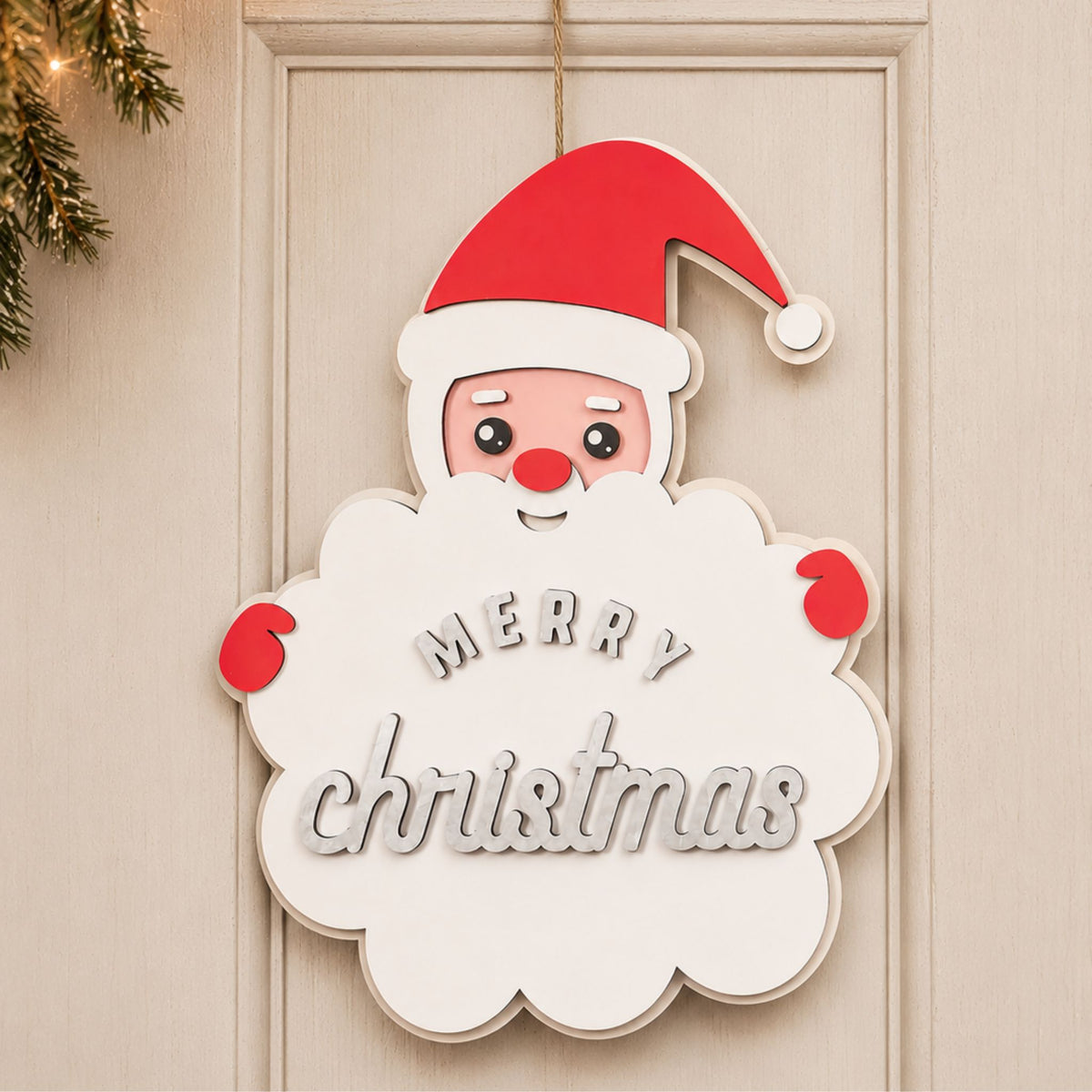 Fuoriporta Natalizio Babbo Natale in Legno | Dipinto a Mano