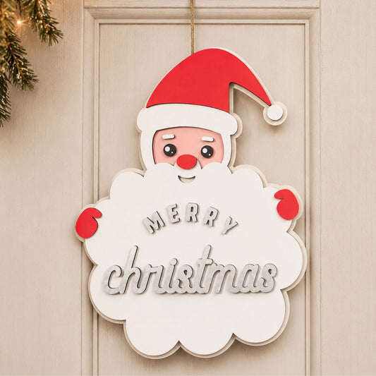 Fuoriporta Natalizio Babbo Natale in Legno | Dipinto a Mano