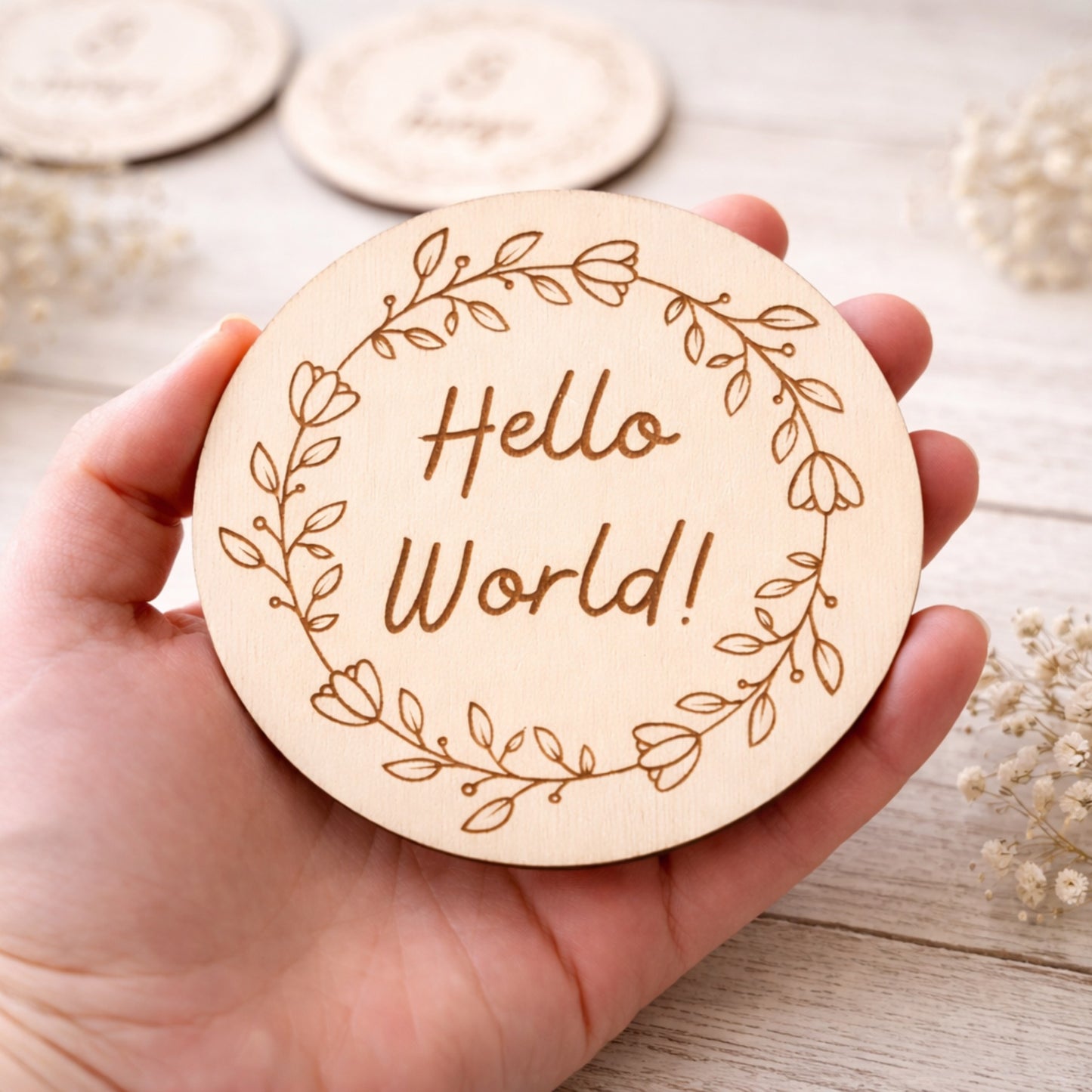Milestone nascita in legno personalizzati – Set 13 dischi mesi bambino