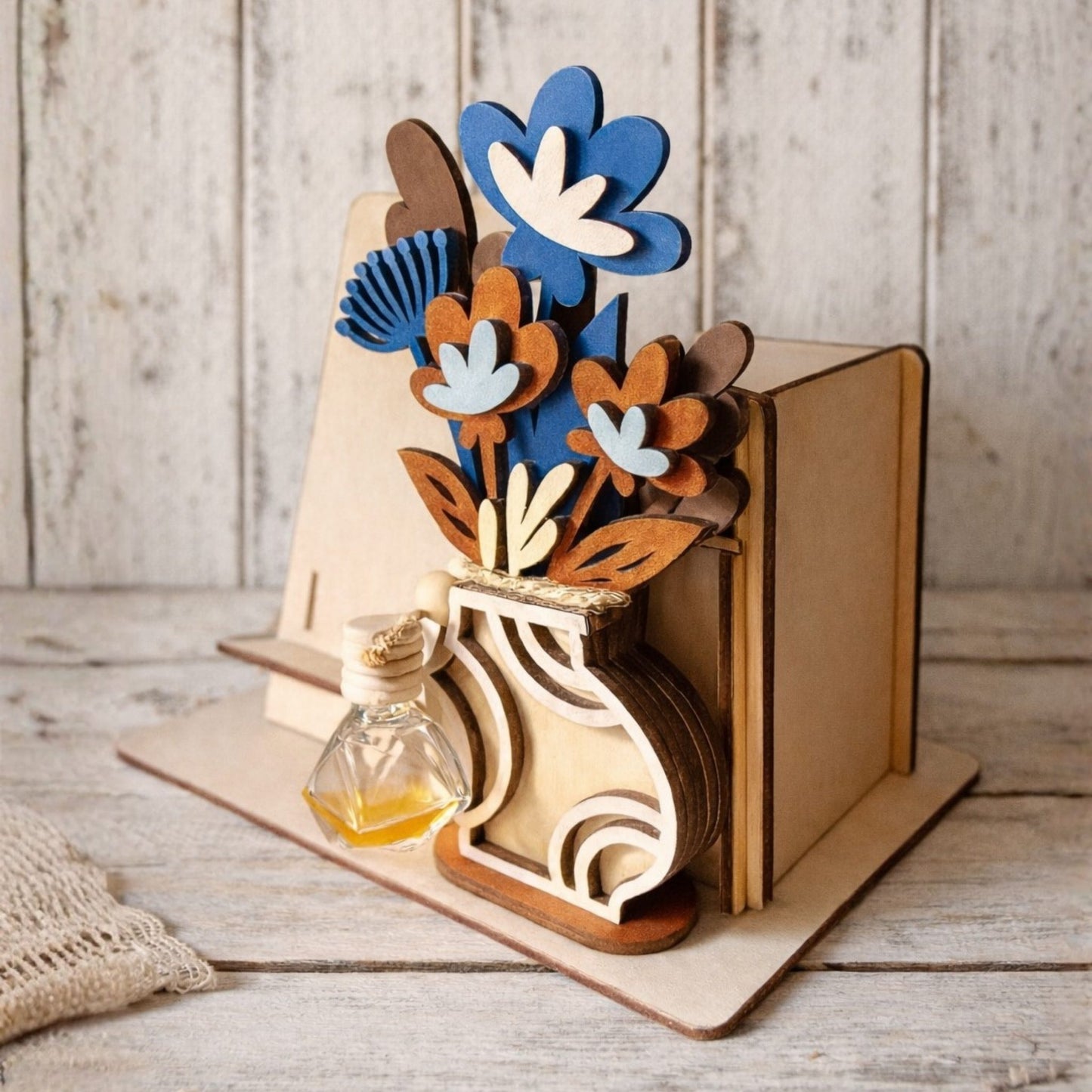 Organizer Scrivania Personalizzato in Legno con Profumatore Ambiente