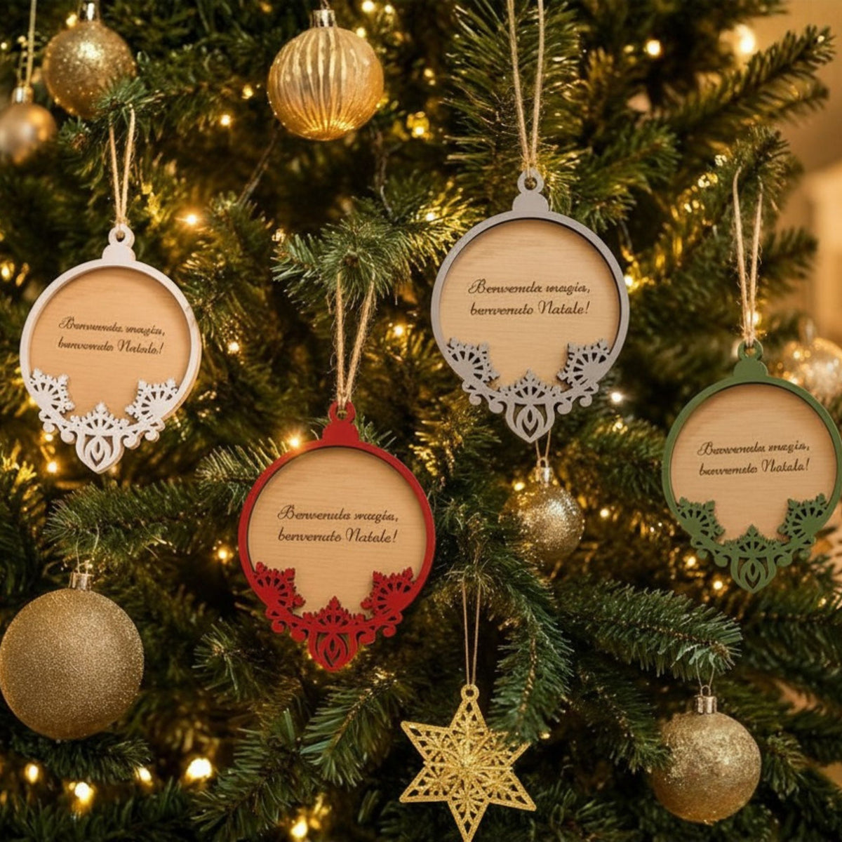 Pallina di Natale Personalizzata in Legno | Foresta di Sherwood