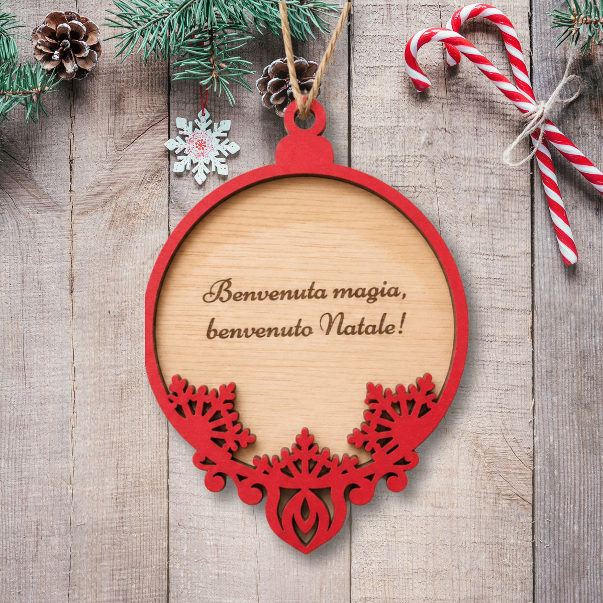 Pallina di Natale Personalizzata in Legno | Foresta di Sherwood