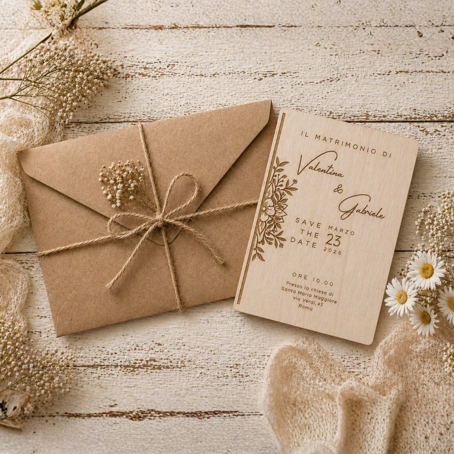 Partecipazioni Matrimonio Personalizzate in Legno – inviti eleganti