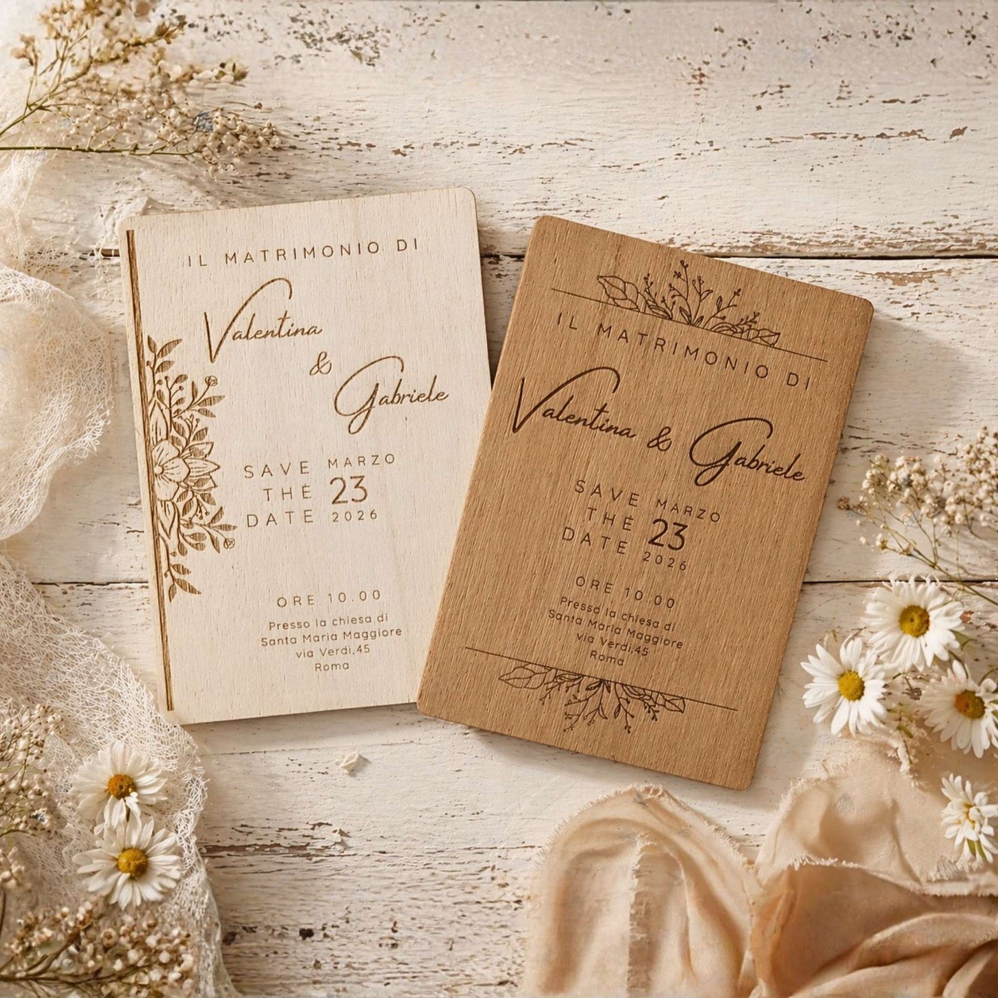 Partecipazioni Matrimonio Personalizzate in Legno – inviti eleganti