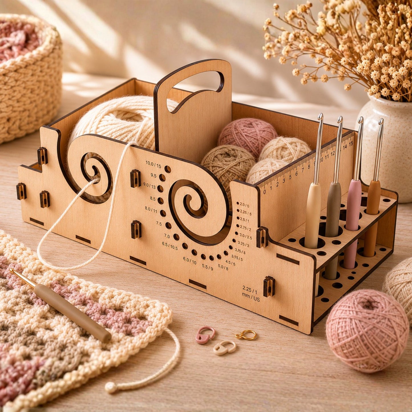 Organizer Crochet Personalizzato con Porta Gomitoli