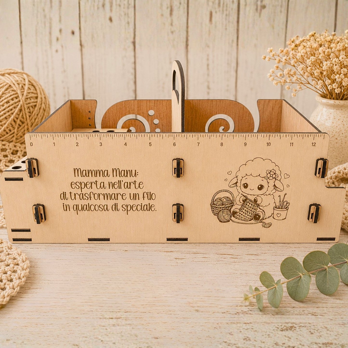 Organizer Crochet Personalizzato con Porta Gomitoli